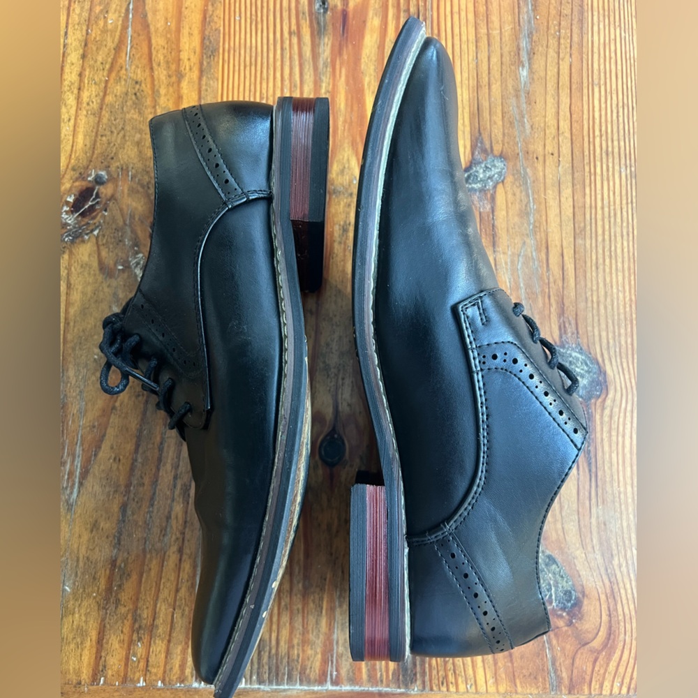 MOFRI Black Leather Oxford Edward Dress Tie Formal Mens Shoes 8